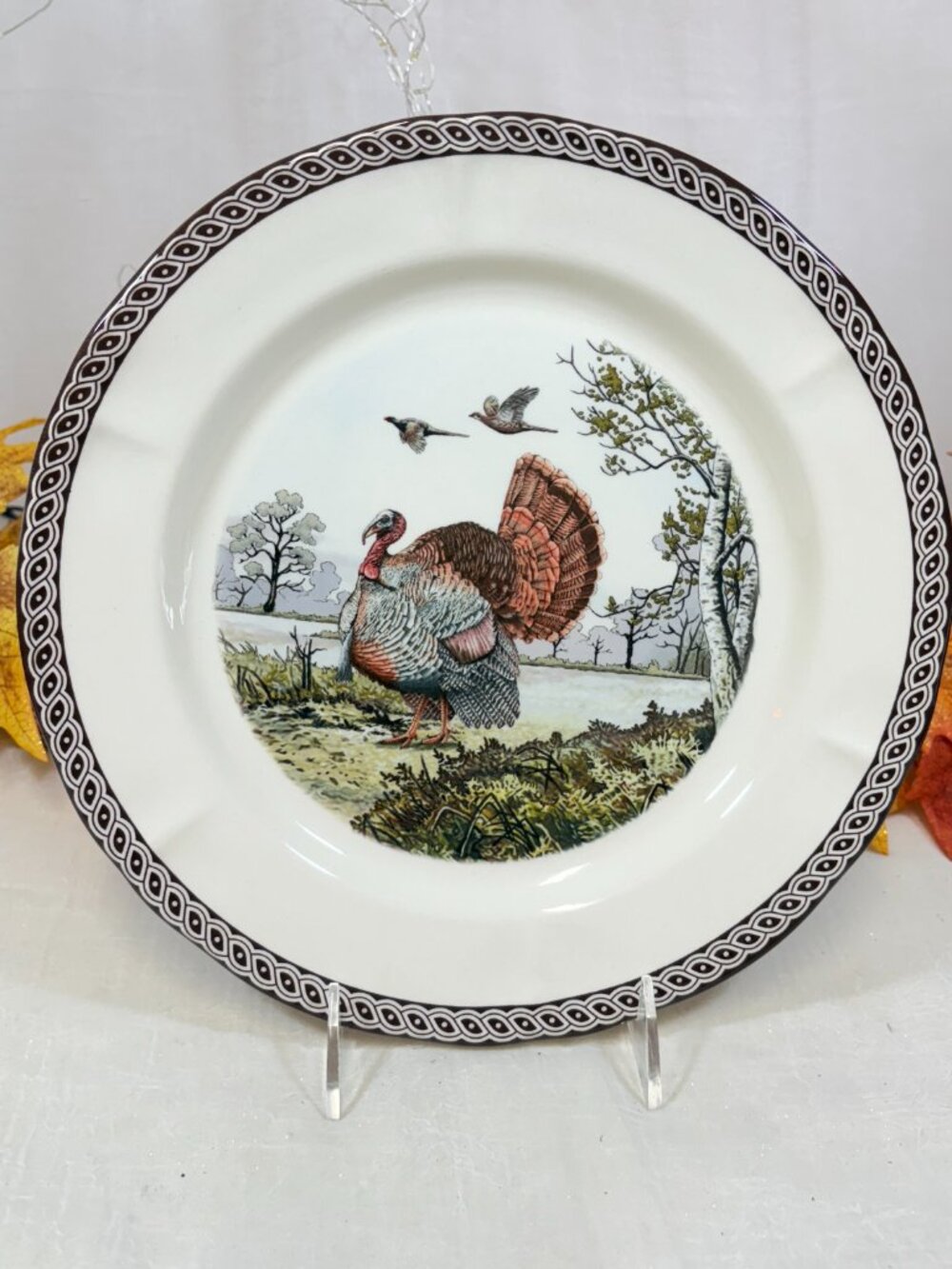 LEGEND British Heritage Earthenware Thanksgiving Turkey Dinner Plates Set of 4